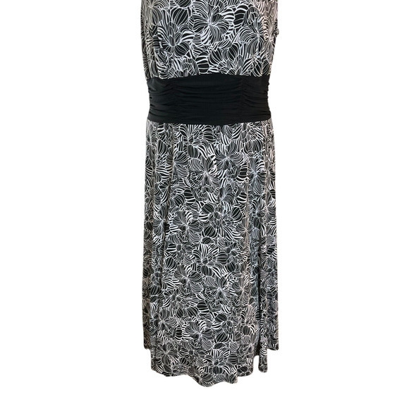Perceptions Women's 16W Black White Dress Floral Print Scoop Neck Sleeveless - Picture 11 of 15